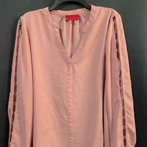 Jennifer Lopez Long Sleeved Pink Blouse Large